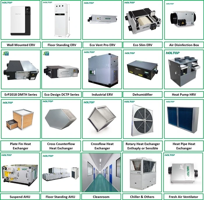 Holtop Foor Type 300 CMH Ductless Hrv Erv Fresh Air Heat Energy Recovery Ventilation System