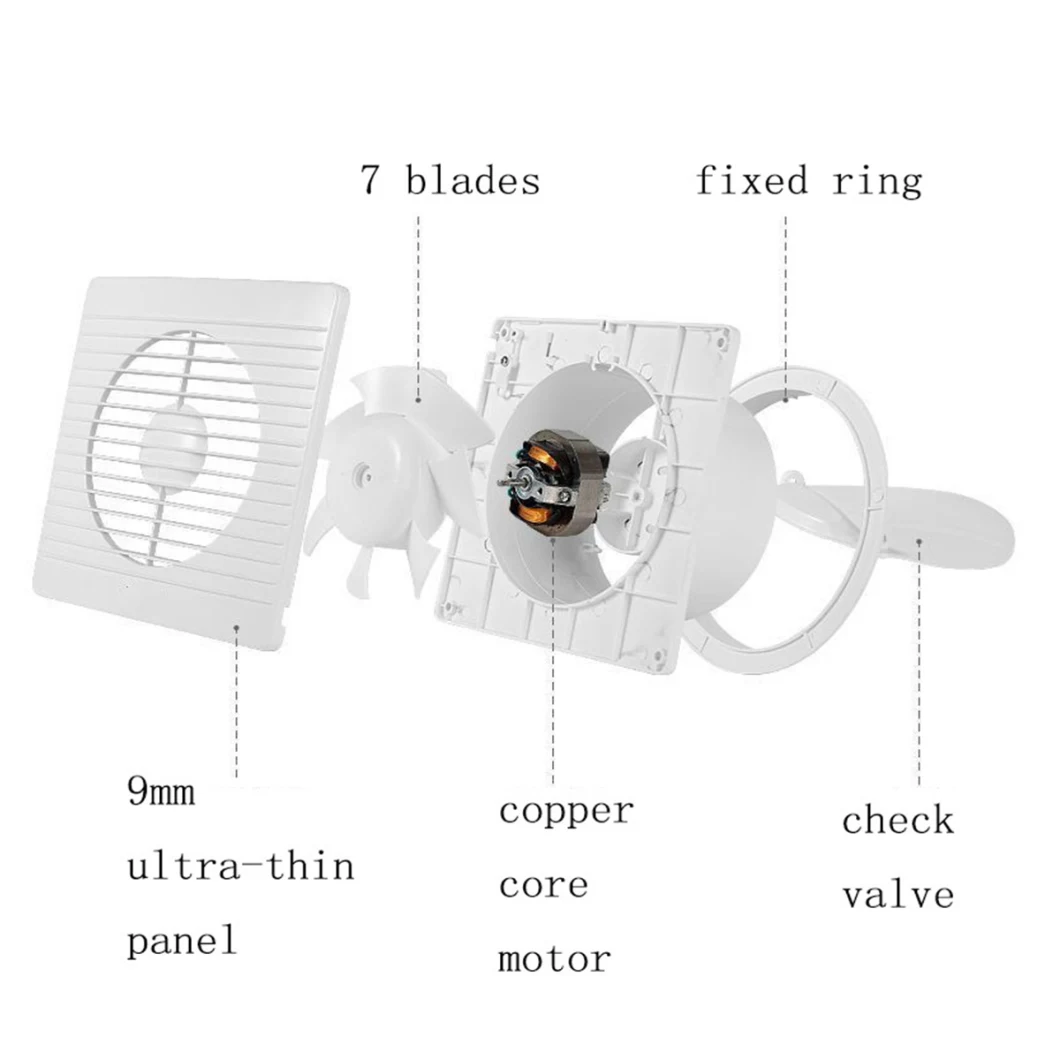 6/8/12 Inch Square Low Noise Bathroom Kitchen Ventilation Exhaust Fans