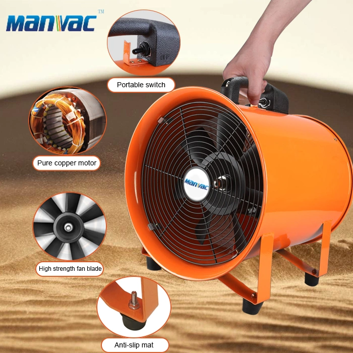 9.5 Inch Industrial Portable Ducted Fan Used for Ventilation in Tunnel Air